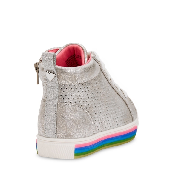 Silver Rainbow stripe high top Sneakers Big girls size 5/women's size 6.5 - Picture 5 of 6